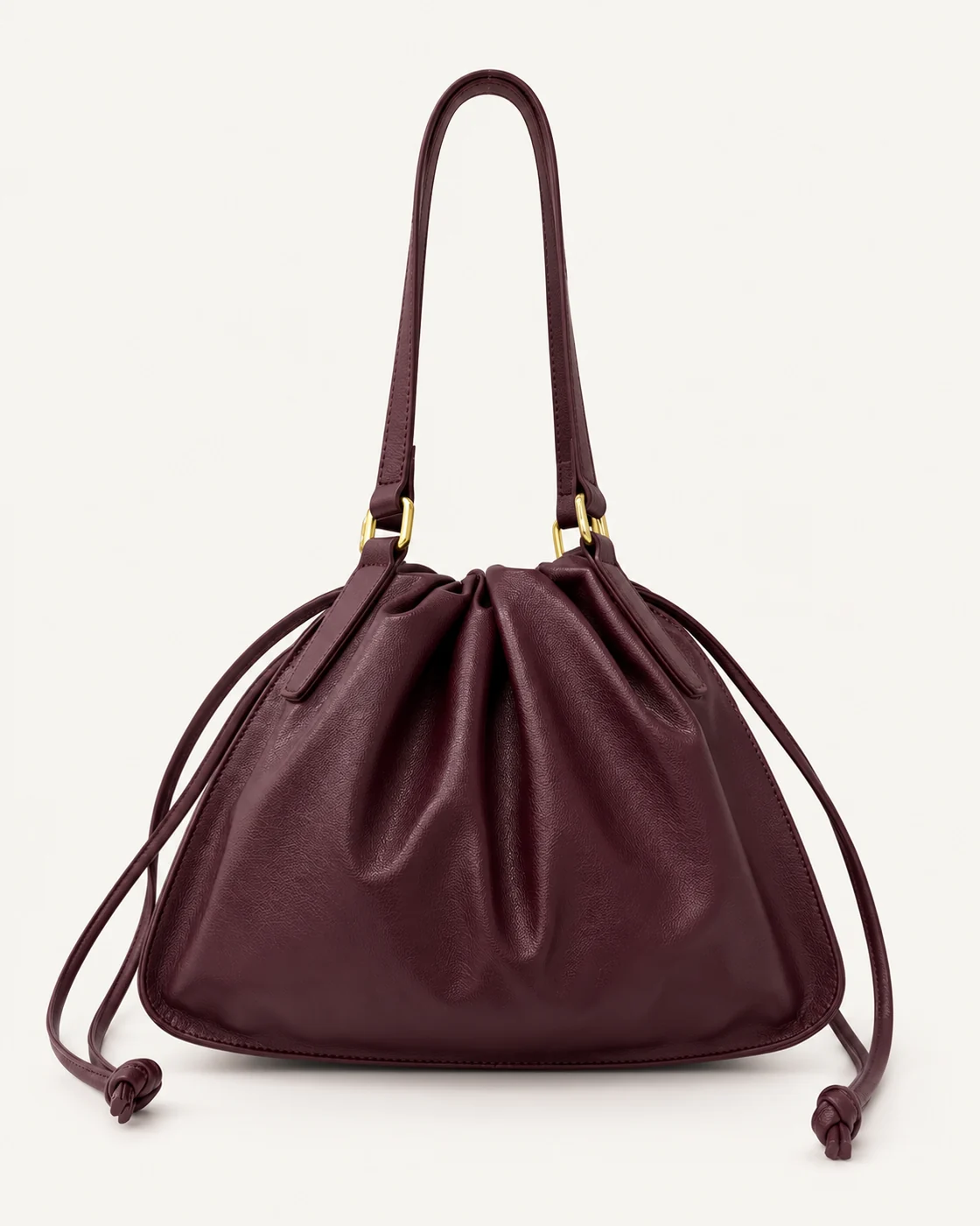 Burgundy Drawstring Bucket Bag — unbranded OEM development sample BR-BKT-001