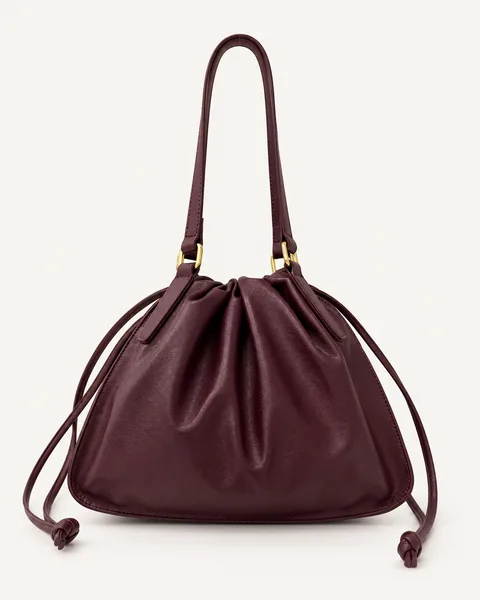 Burgundy Drawstring Bucket Bag — unbranded OEM development sample BR-BKT-001