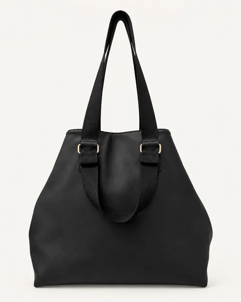 Black Buckle-Handle Bucket Bag — unbranded OEM development sample BR-BKT-002