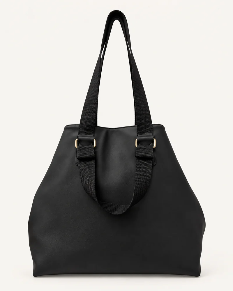 Black Buckle-Handle Bucket Bag — unbranded OEM development sample BR-BKT-002