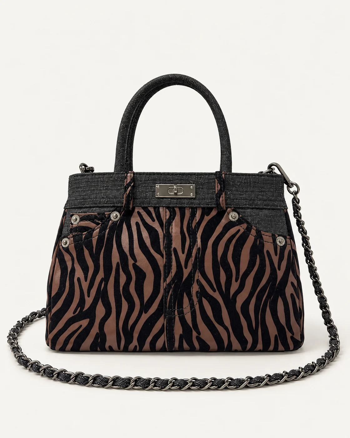 Zebra-Pattern Frame Crossbody Bag — unbranded OEM development sample BR-CRB-005