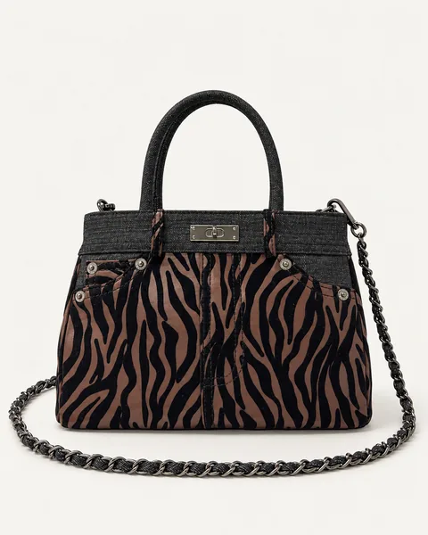 Zebra-Pattern Frame Crossbody Bag — unbranded OEM development sample BR-CRB-005