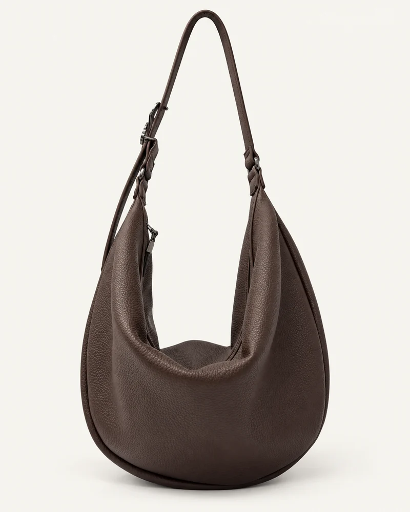 Chocolate Crescent Hobo Bag — unbranded OEM development sample BR-HBO-001