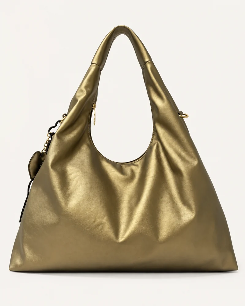 Metallic Gold Slouch Hobo Bag — unbranded OEM development sample BR-HBO-004