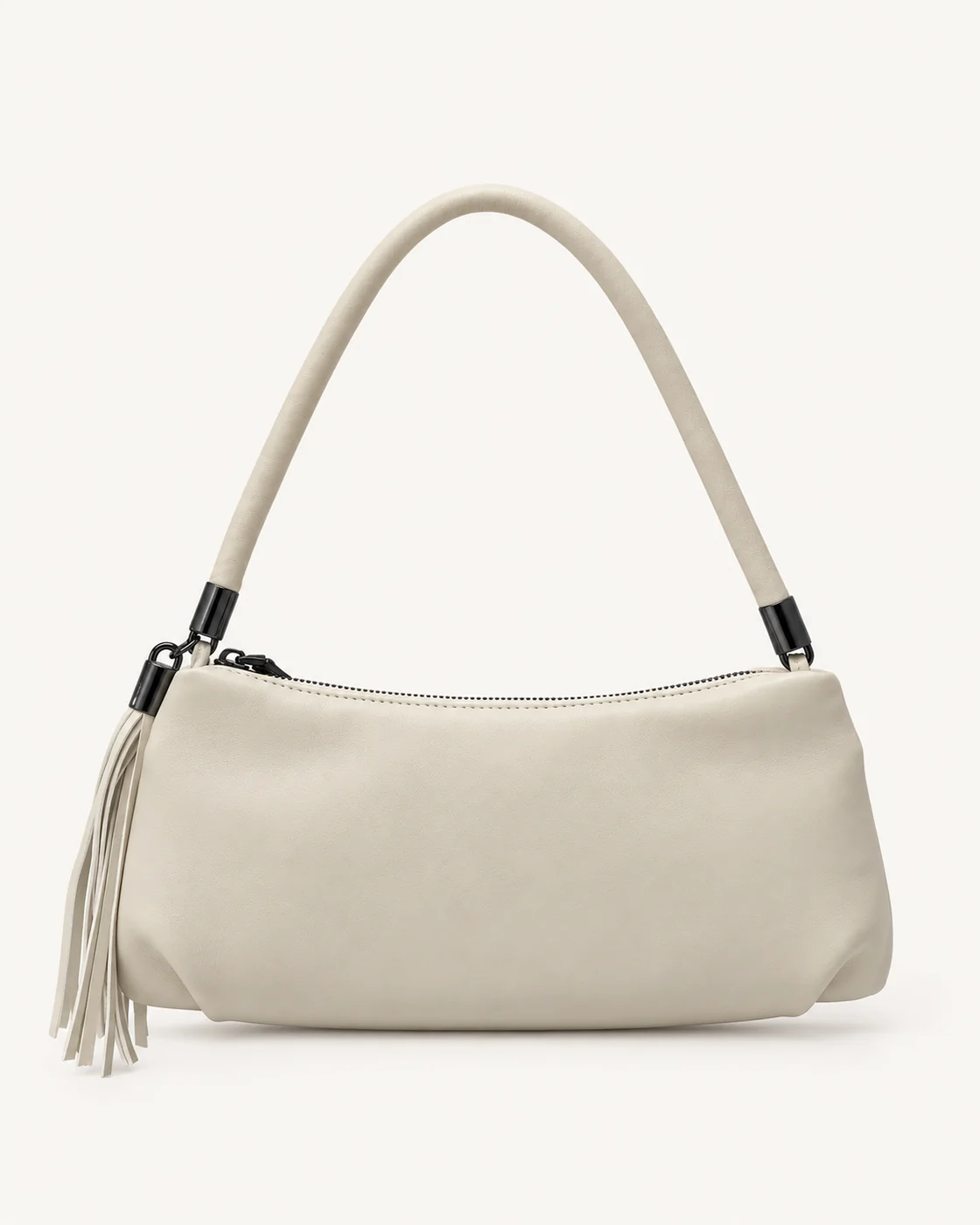 Ivory Tassel Baguette Shoulder Bag — unbranded OEM development sample BR-SHD-001