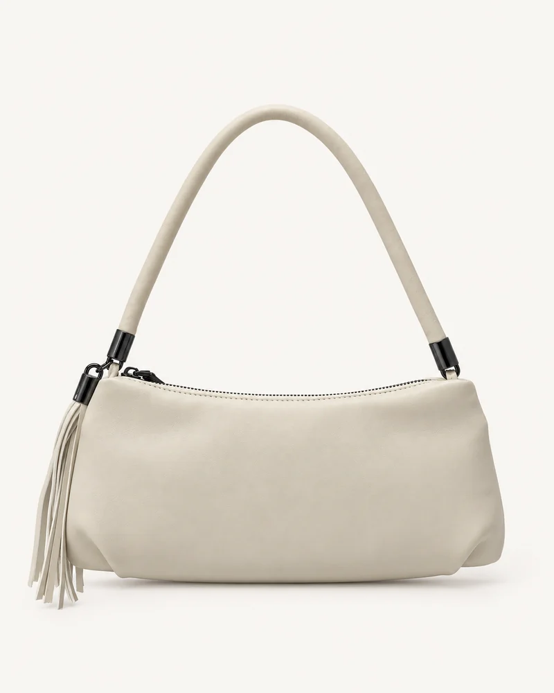 Ivory Tassel Baguette Shoulder Bag — unbranded OEM development sample BR-SHD-001