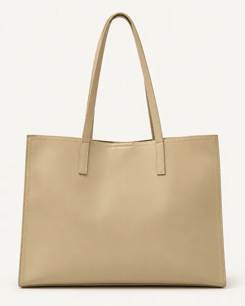 Sand Minimal Shopper Tote Bag — unbranded OEM development sample BR-TOT-004