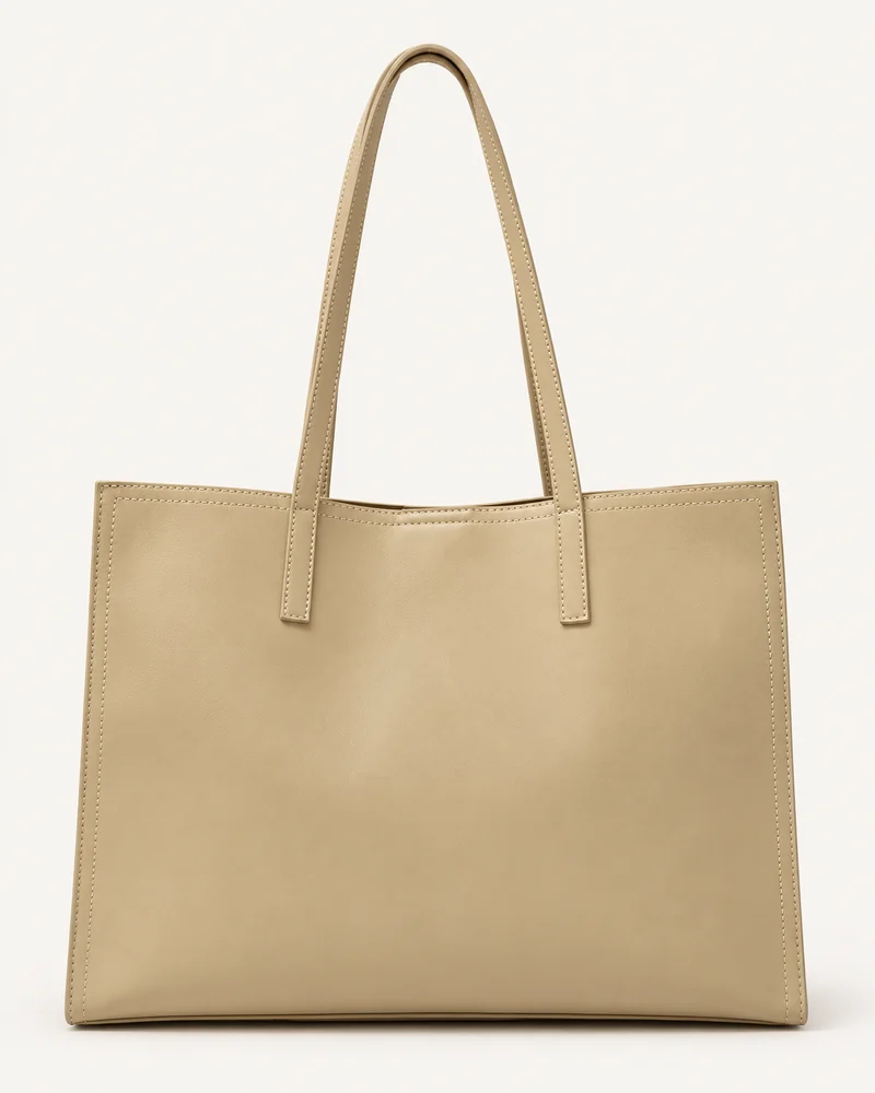 Sand Minimal Shopper Tote Bag — unbranded OEM development sample BR-TOT-004