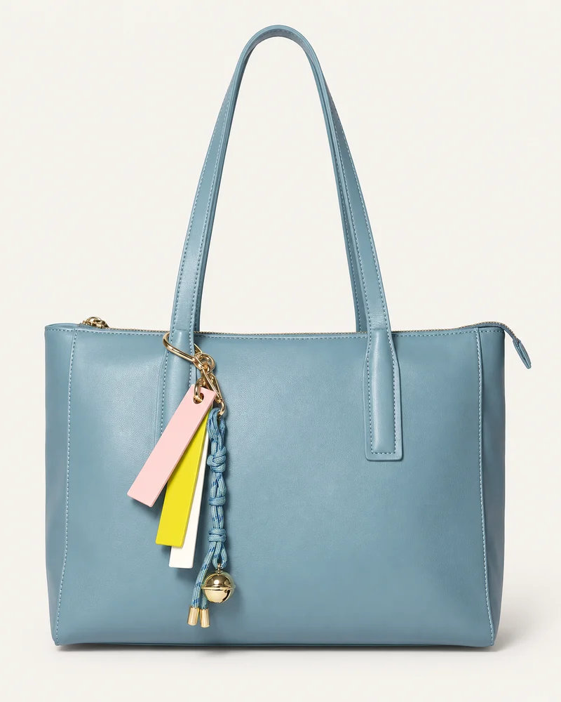 Powder Blue Charm Tote Bag — unbranded OEM development sample BR-TOT-005