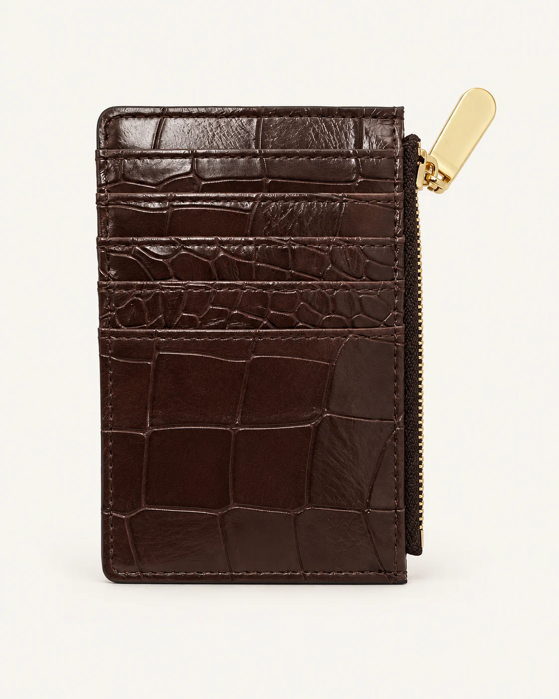 Croc-Effect Zip Card Holder — unbranded OEM development sample BR-WLT-001