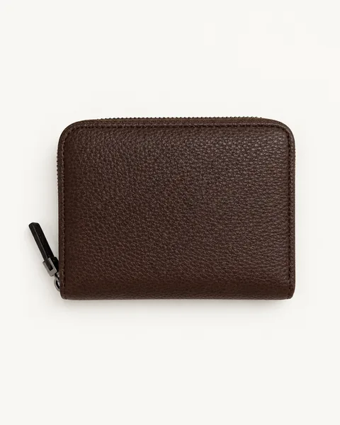 Brown Compact Zip-Around Wallet — unbranded OEM development sample BR-WLT-002