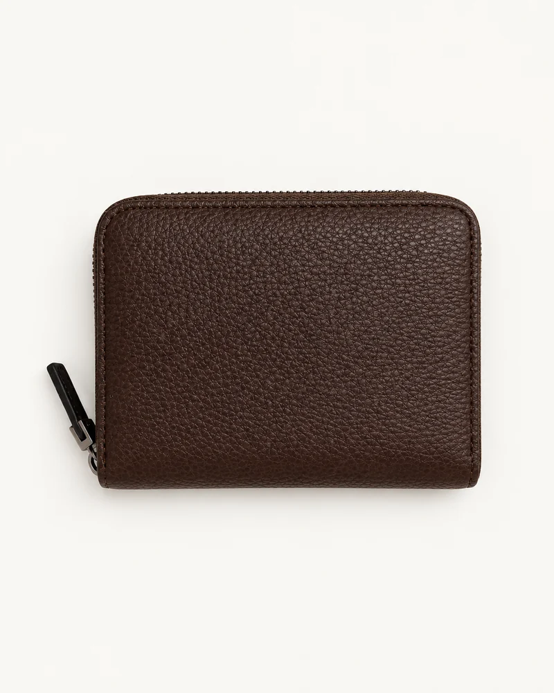 Brown Compact Zip-Around Wallet — unbranded OEM development sample BR-WLT-002