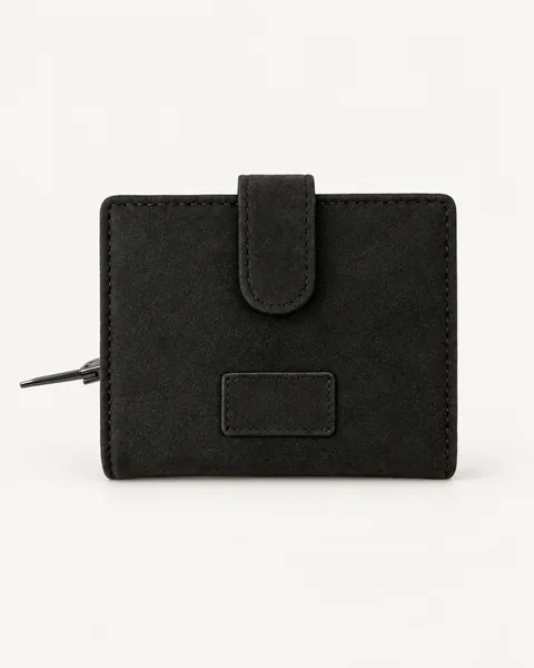 Black Tab-Fastening Wallet — unbranded OEM development sample BR-WLT-004