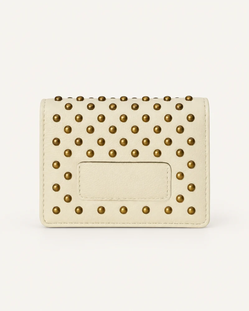 Cream Studded Compact Wallet — unbranded OEM development sample BR-WLT-005