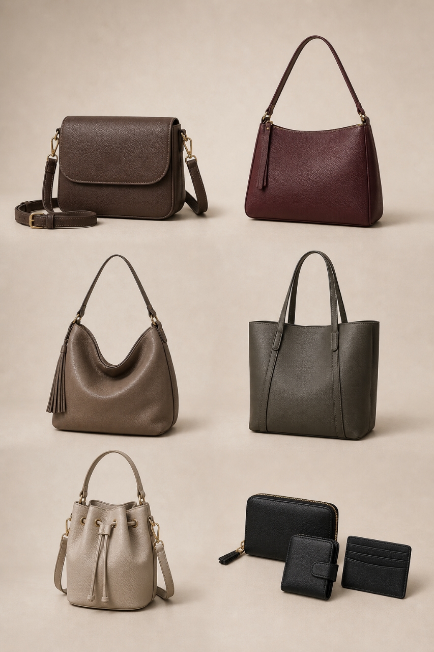 A coordinated range of handbags and small leather goods
